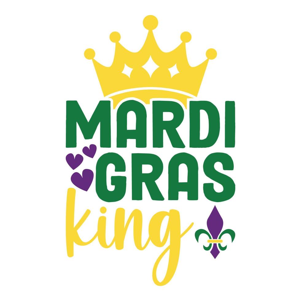 Mardi Gras King - Mardi Gras Carnival, Filigree Calligraphic Font With Traditional Symbol Of Mardi Gras - Fleur De Lis, Elegant Fancy Logo With Greeting Slogan vector