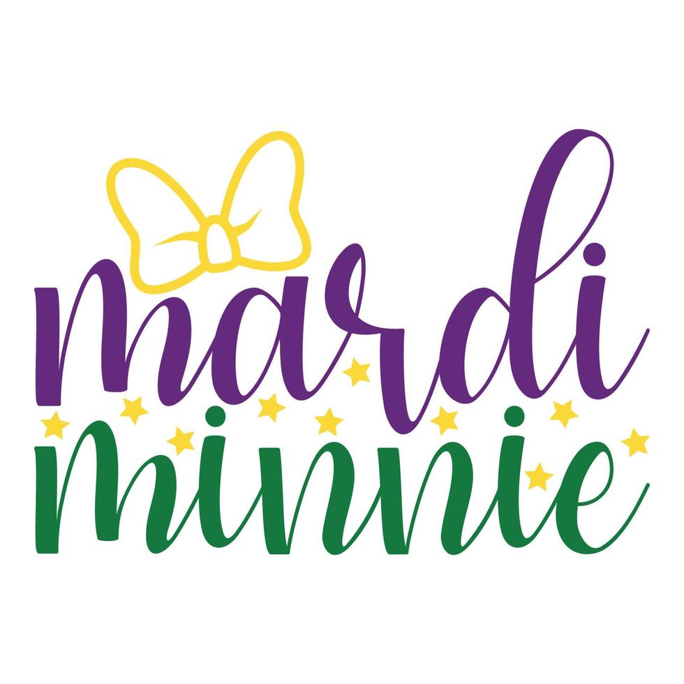 Mardi Minnie - Mardi Gras Carnival, Filigree Calligraphic Font With Traditional Symbol Of Mardi Gras - Fleur De Lis, Elegant Fancy Logo With Greeting Slogan vector