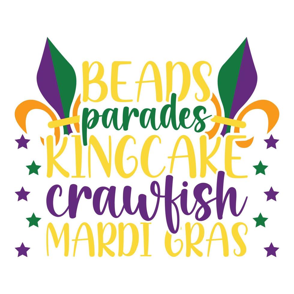 Beads Parades - Mardi Gras Carnival, Filigree Calligraphic Font With Traditional Symbol Of Mardi Gras - Fleur De Lis, Elegant Fancy Logo With Greeting Slogan vector
