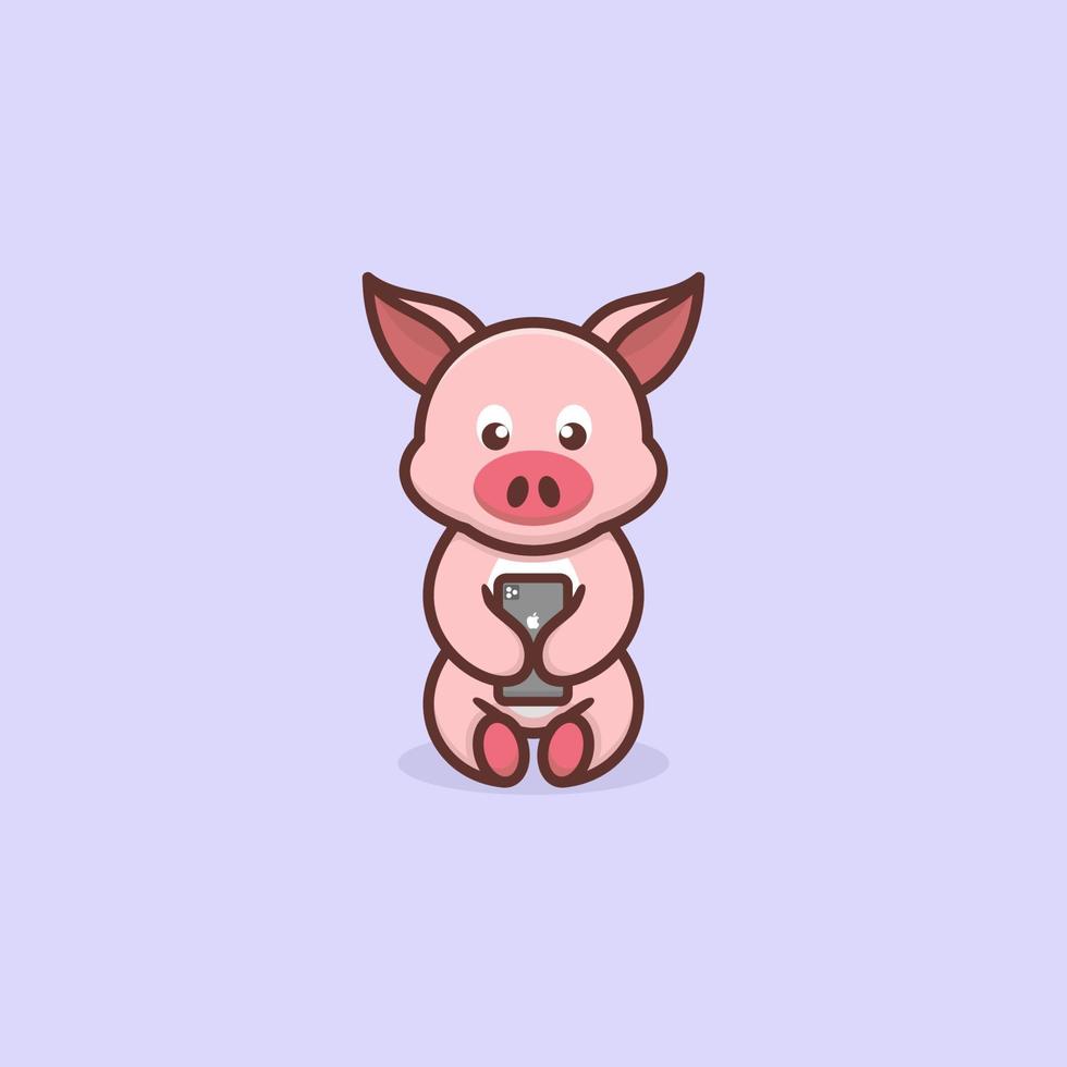 lindo diseño de logotipo de concepto de cerdo vector