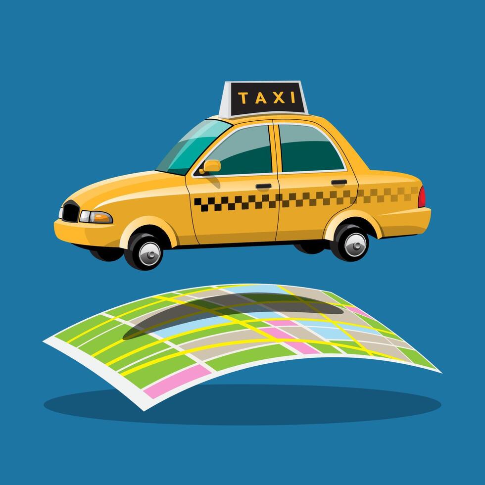 solicitud en línea para llamar al servicio de taxi por teléfono inteligente y establecer la ubicación del destino vector