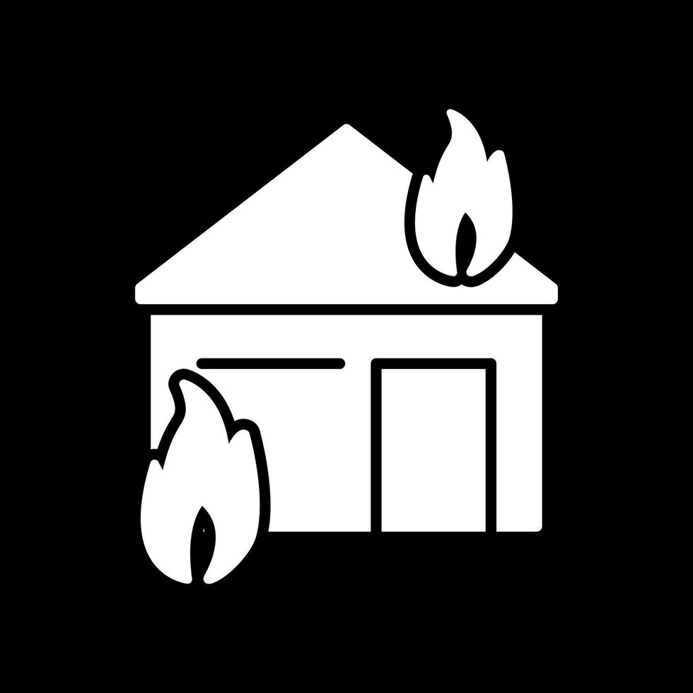 icono de vector de casa que consume fuego único