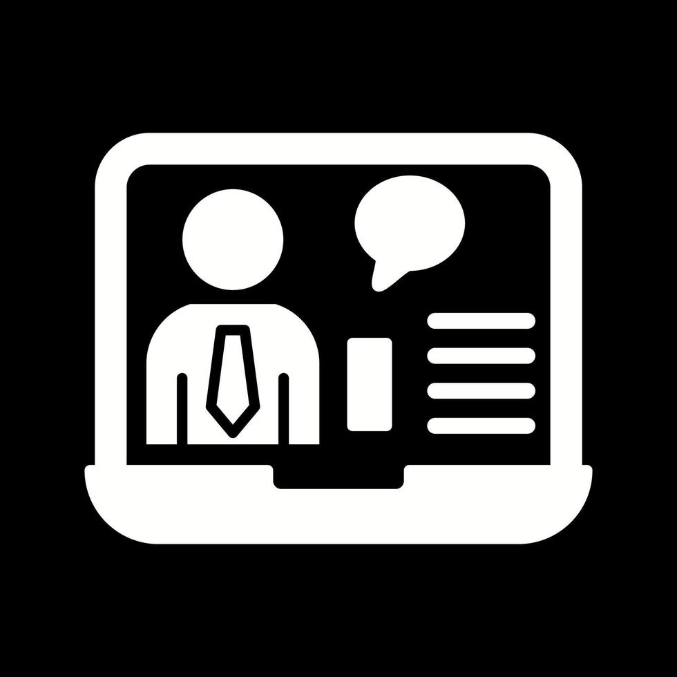 icono de vector de entrevista de trabajo en línea