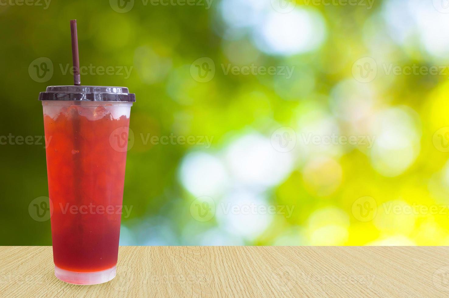 iced tea on green nature background ,Summer drinks with ice photo