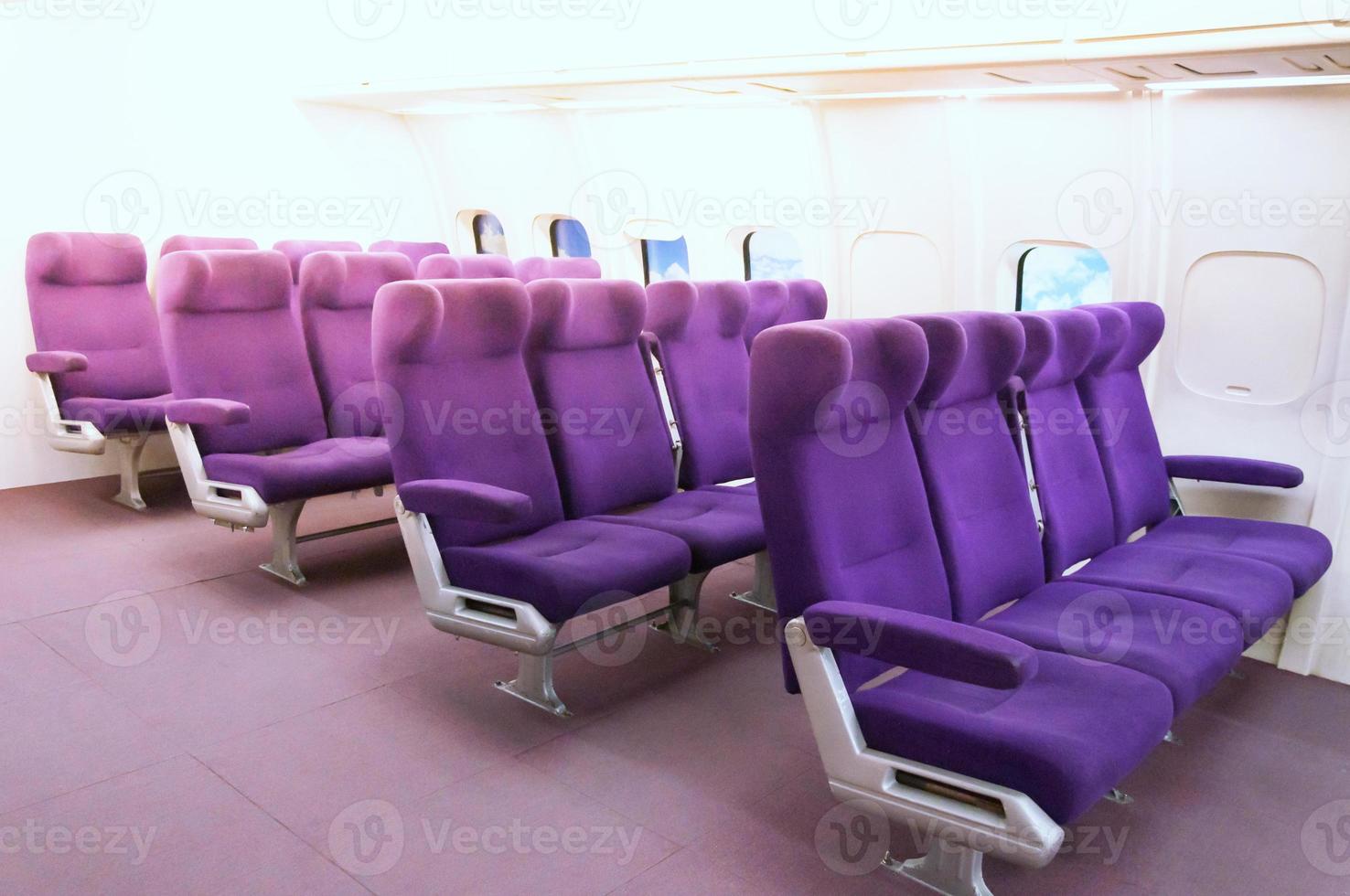 Passenger seats in the aircraft.view from inside of the plane,the airplane's seats photo