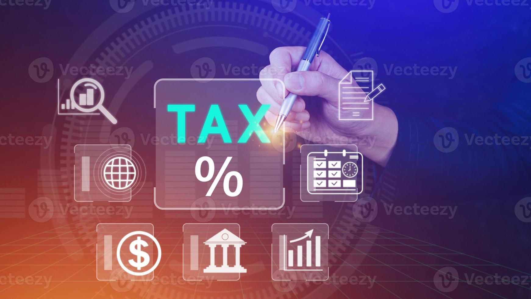 Business using computer to complete Individual income tax return form online for tax payment. Government, state taxes. Data analysis, paperwork, financial research, Calculation tax return. photo