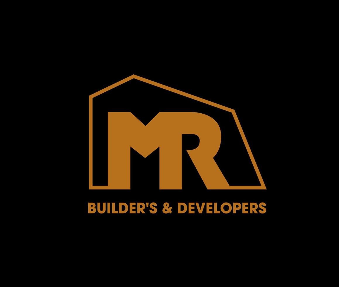MR Builders and Developers Dummy logo. MR monogram with geometrical architecture. vector