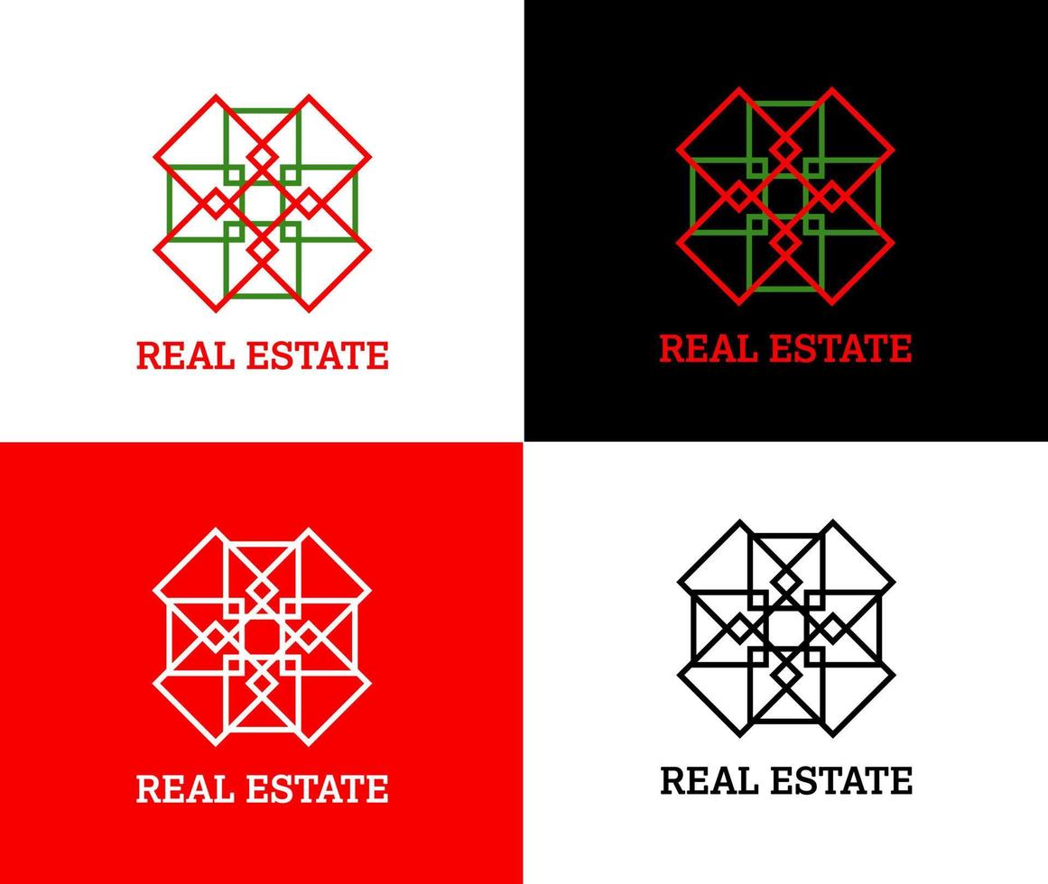 Real  Estate Sample logo unit. the symbol made from 8 Squares, that Squares extricate of 8 direction. vector