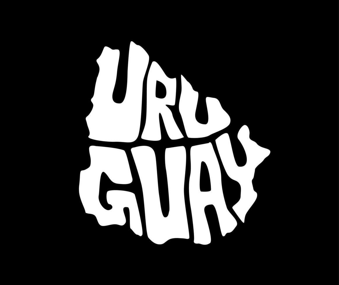 Uruguay country name written in Uruguay's map shape. Uruguay map lettering. vector