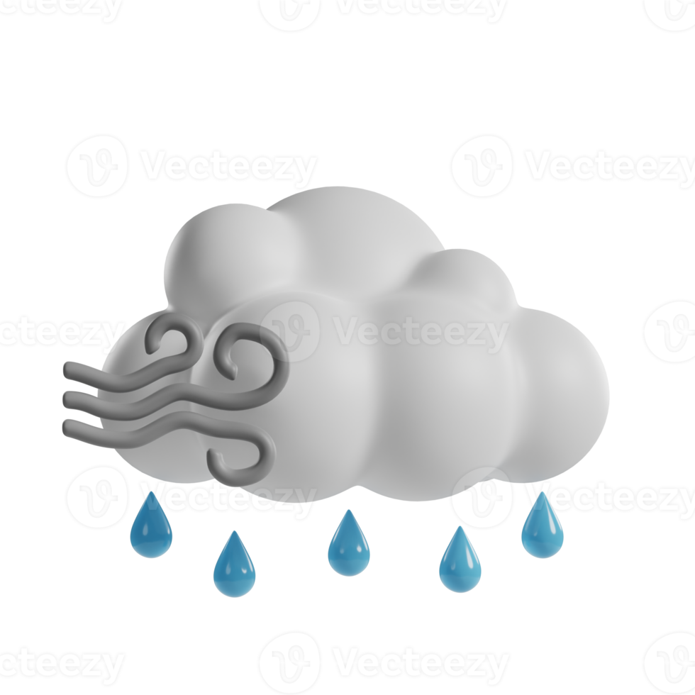 windy drizzle 3d icon png