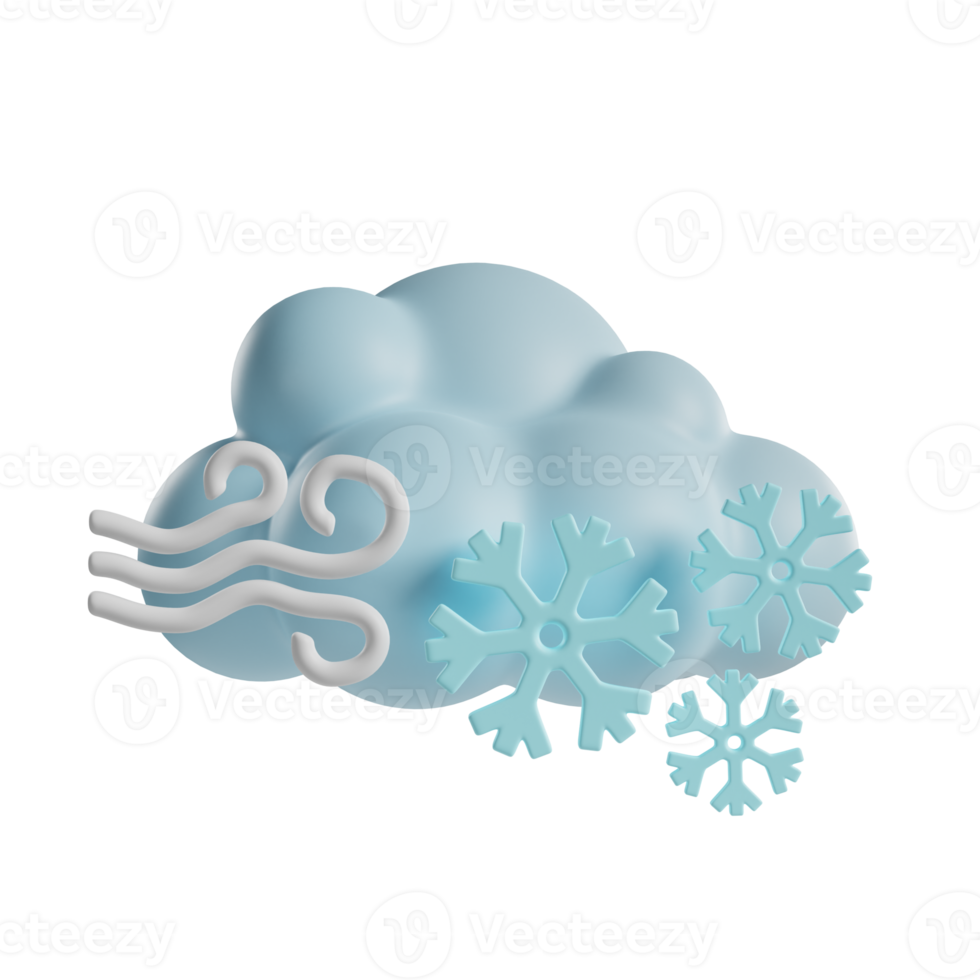 windy snow cloud 3d icon png