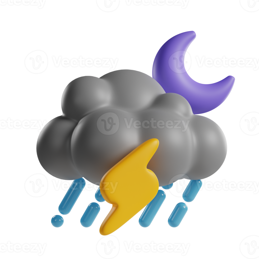 rain with lightning at night png