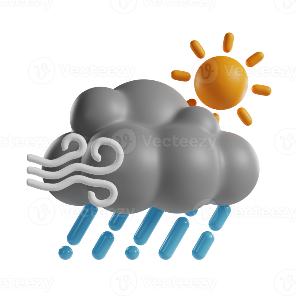 winderig regenachtig dag 3d icoon png