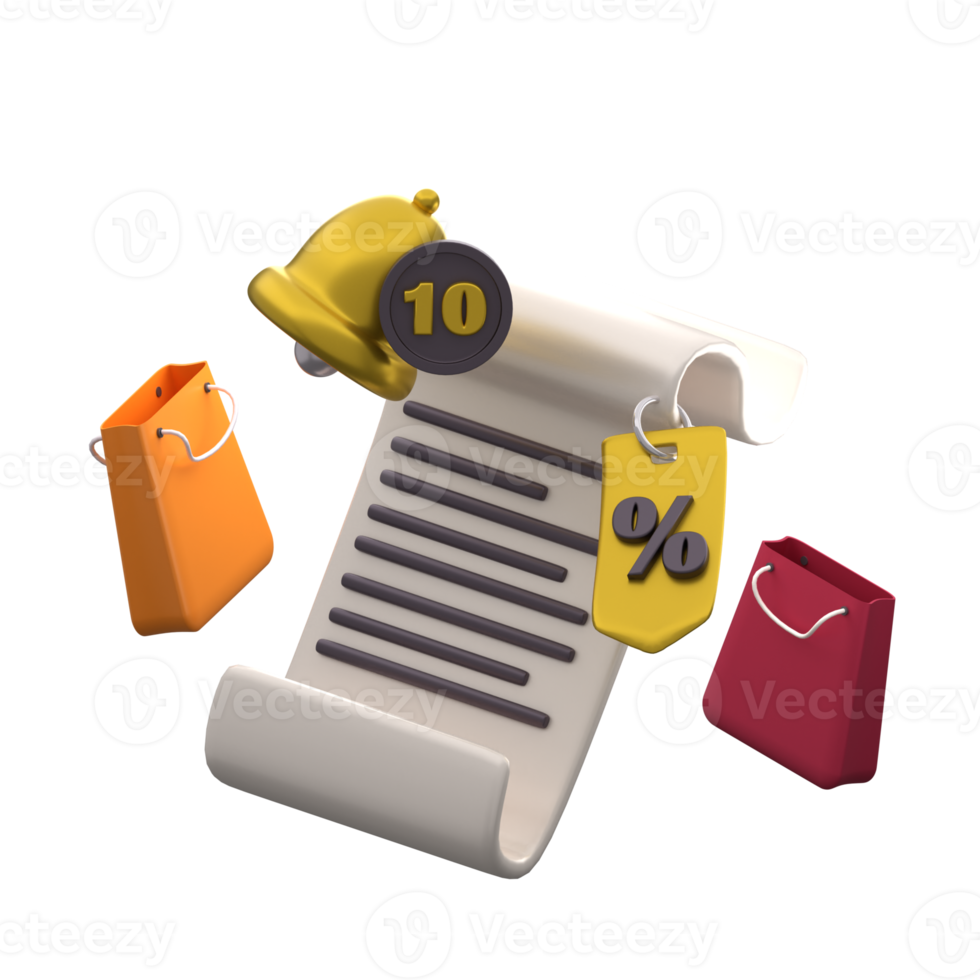 3d rendering illustration monthly invoice icon png