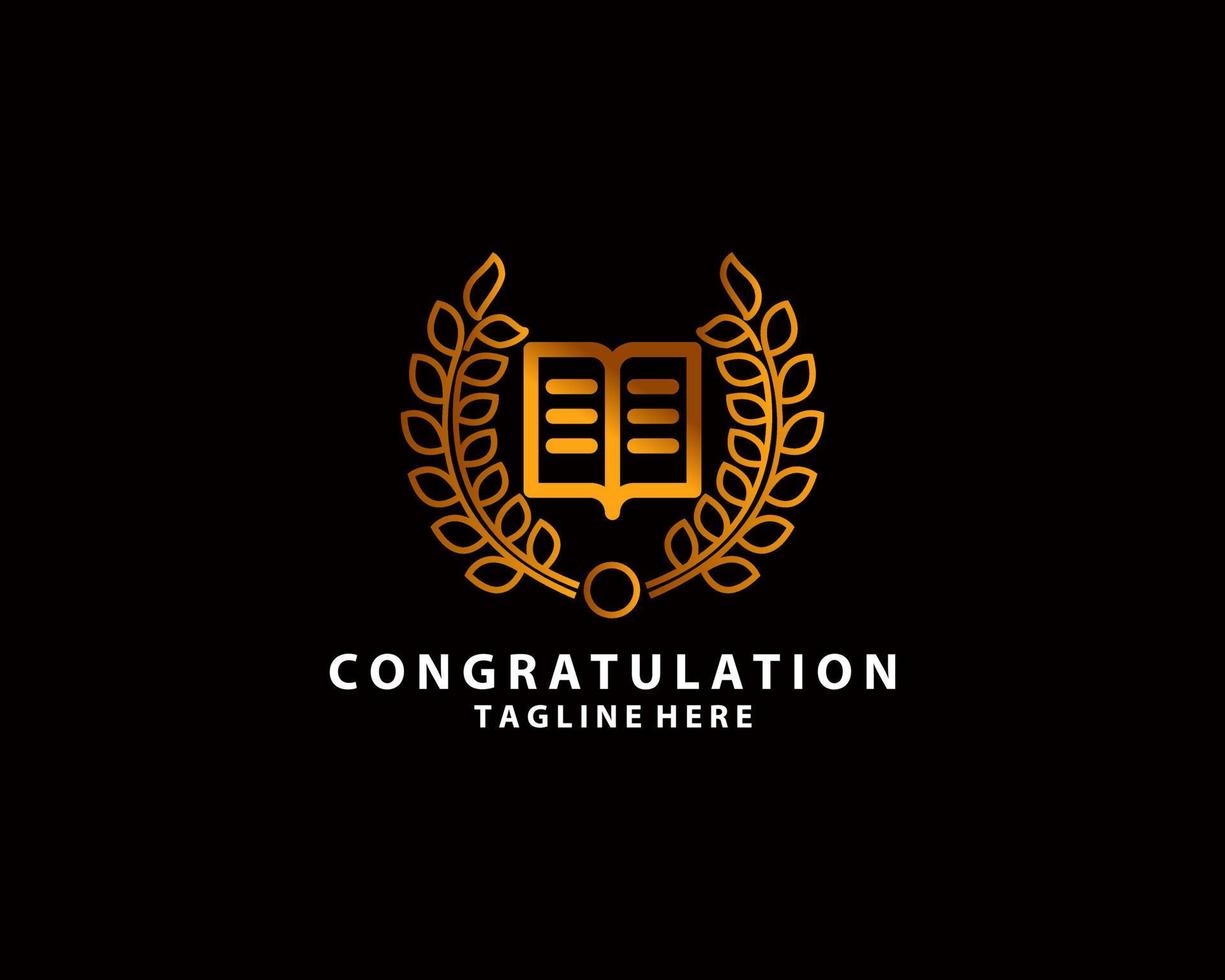 Omega books logo inspiration. Education logo with open book, bay leaves and Omega books words. Letter Omega of Greek alphabet. Academic books icon. School university academy knowledge learning symbol. vector