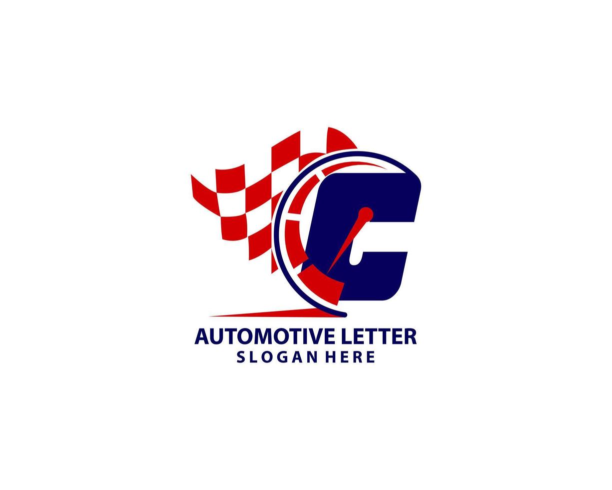 logotipo de carreras de velocidad, letra c logotipo del velocímetro vector