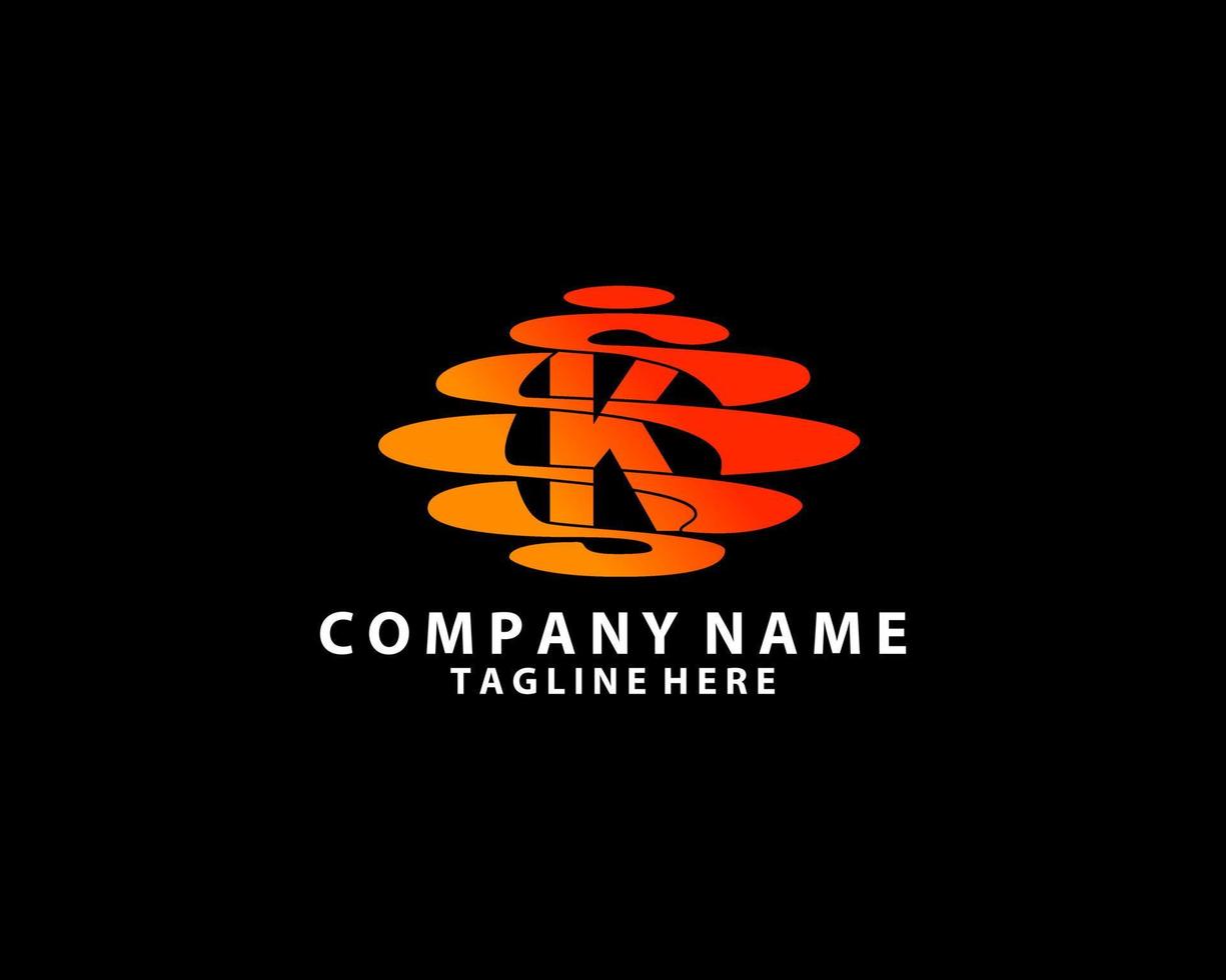 Simple Clean logo design initial letter K combine with moon. vector