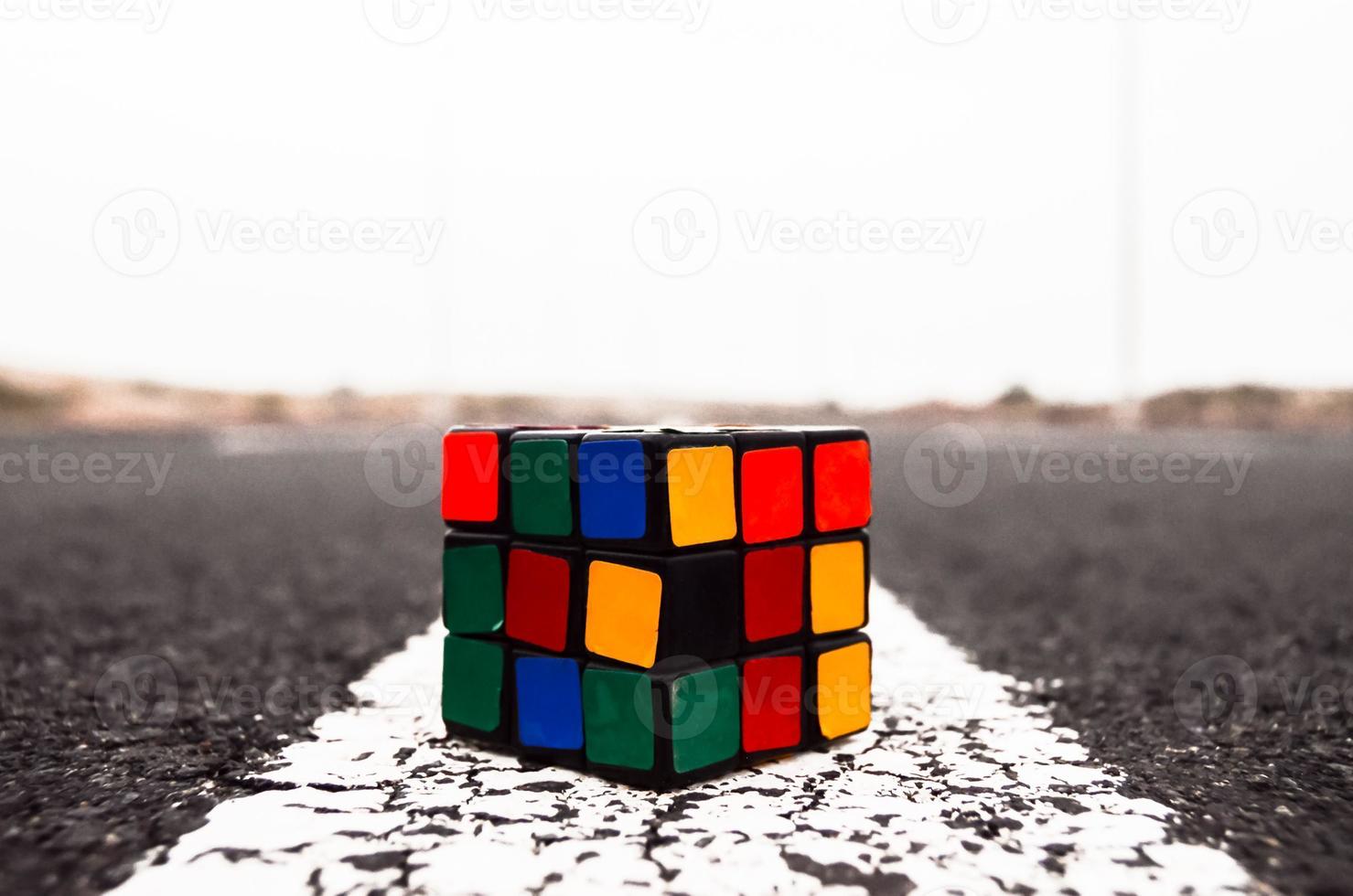 Magic cube on the ground photo