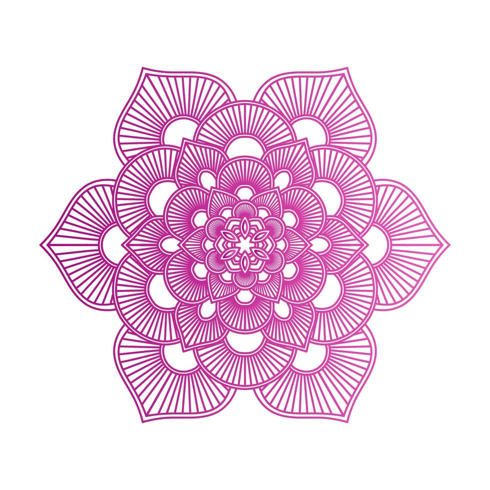 mandala de color degradado sobre fondo blanco aislado, mandala con motivos florales. adornos vector