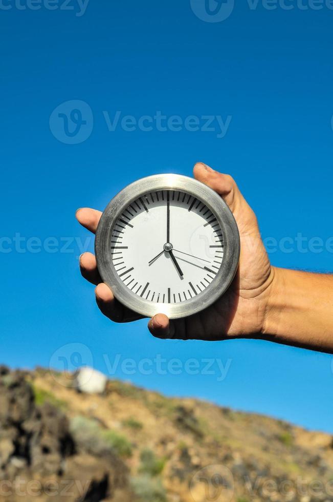 Hand holding a clock photo