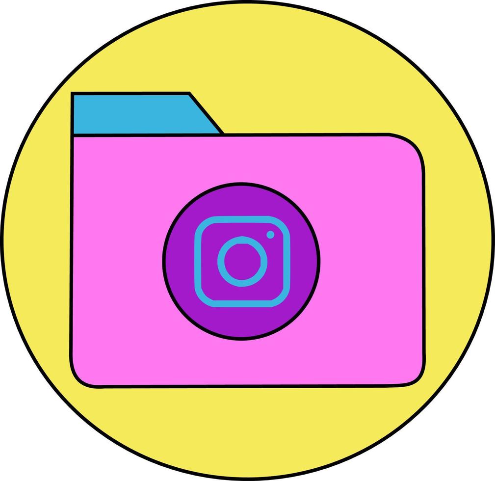 Camera icon simple style vector illustration on folder