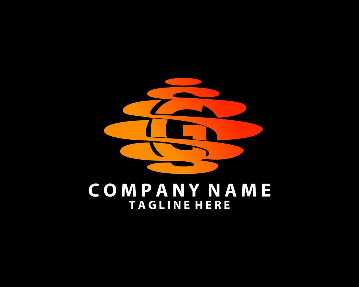 Initial Letter G with Moon Logo Design. White Shape Circle. Usable for Business and Branding Logos vector