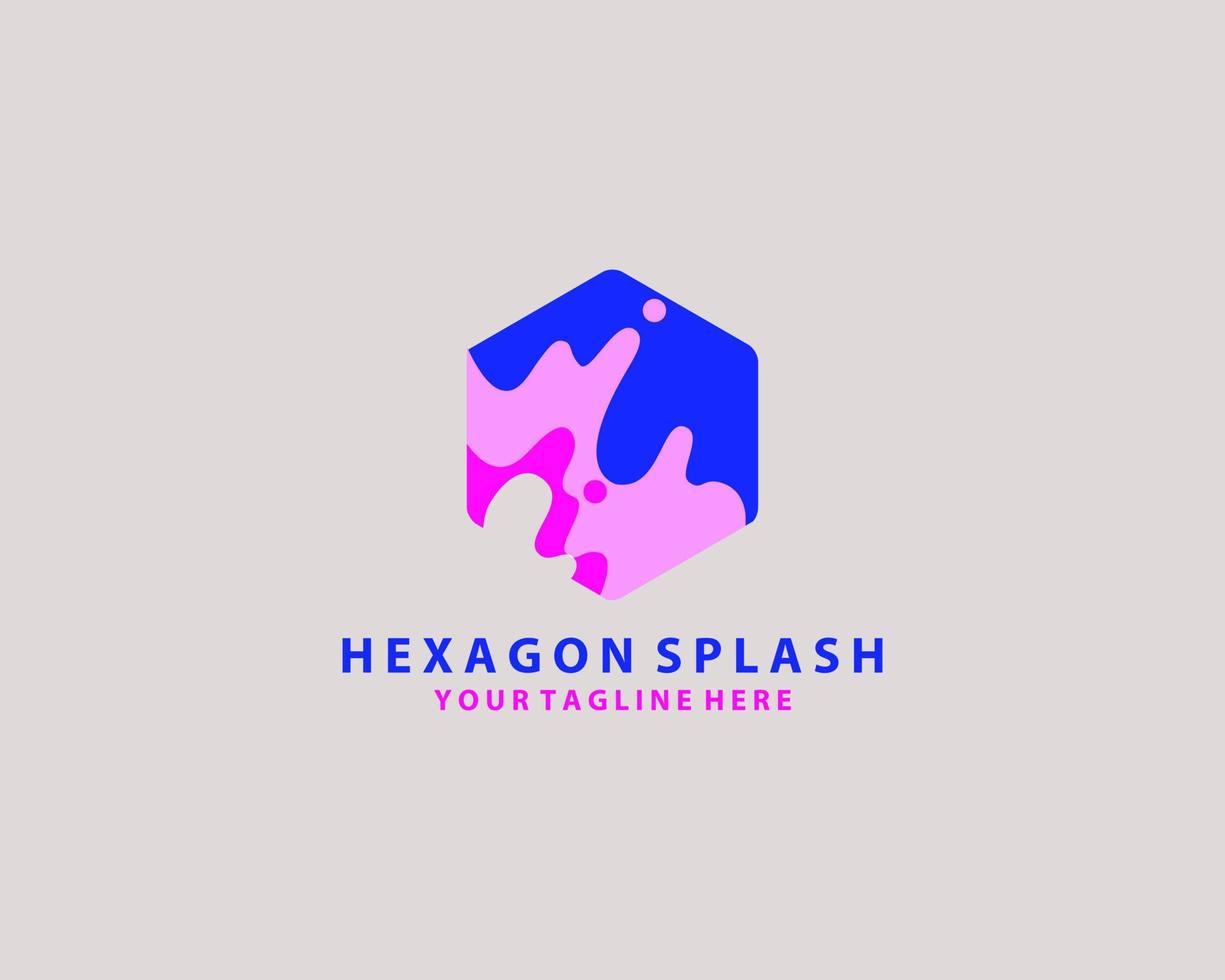 Vector illustration, abstract liquid shape of a hexagon, logo design