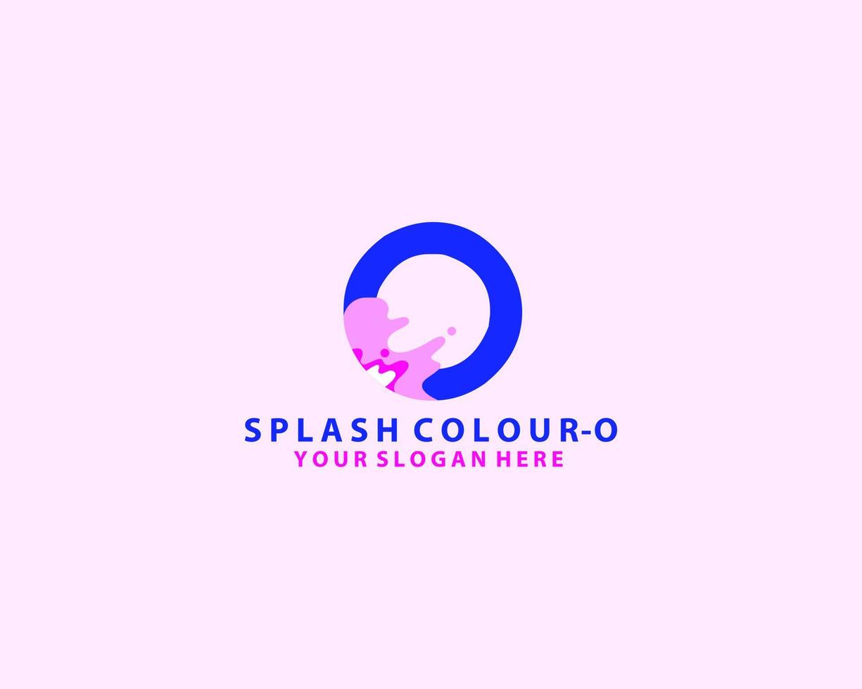 abstract ink splash logo concept template with letter O vector