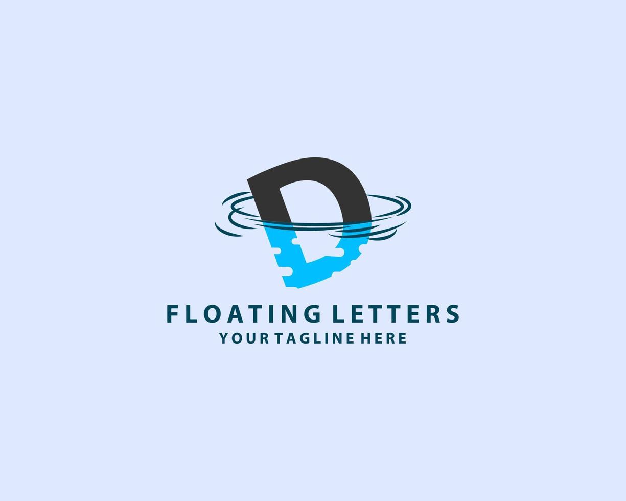 Letter D initial reflection in water logo design sea river lake brand company vector