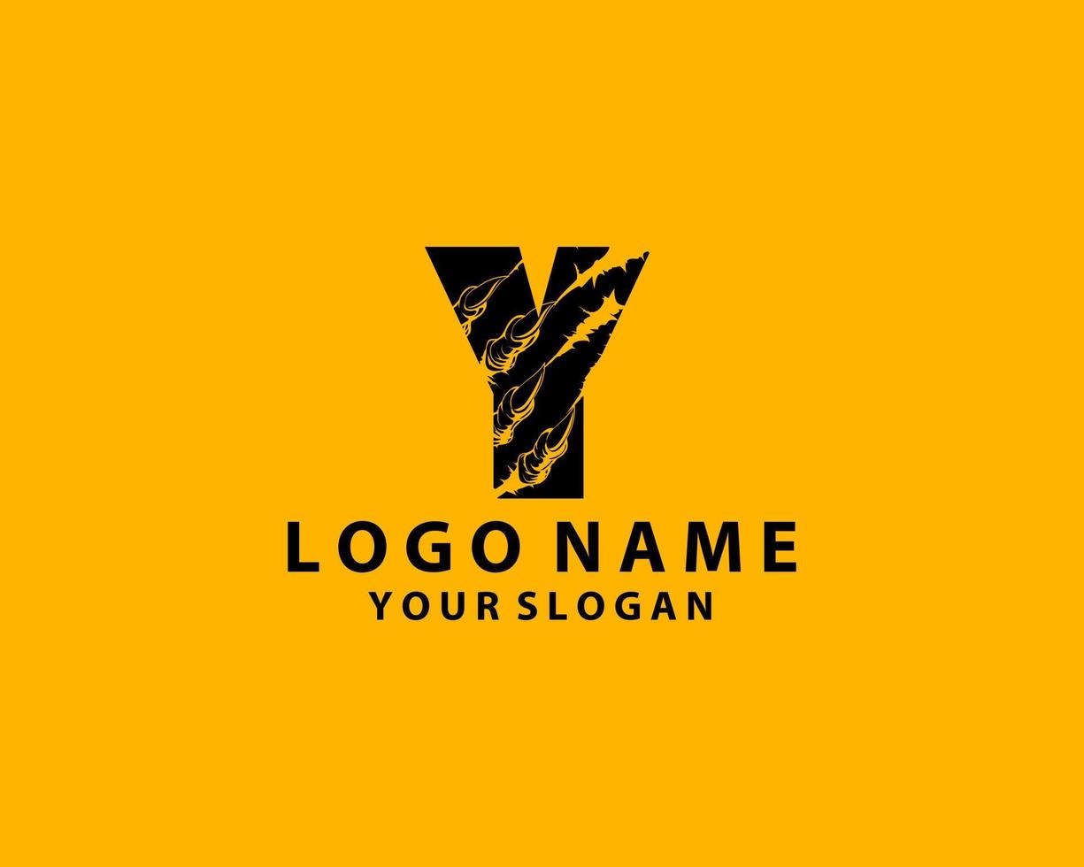simple scratched Y logo letter creative design concept isolated on black background suitable for mobile and web. vector illustration.