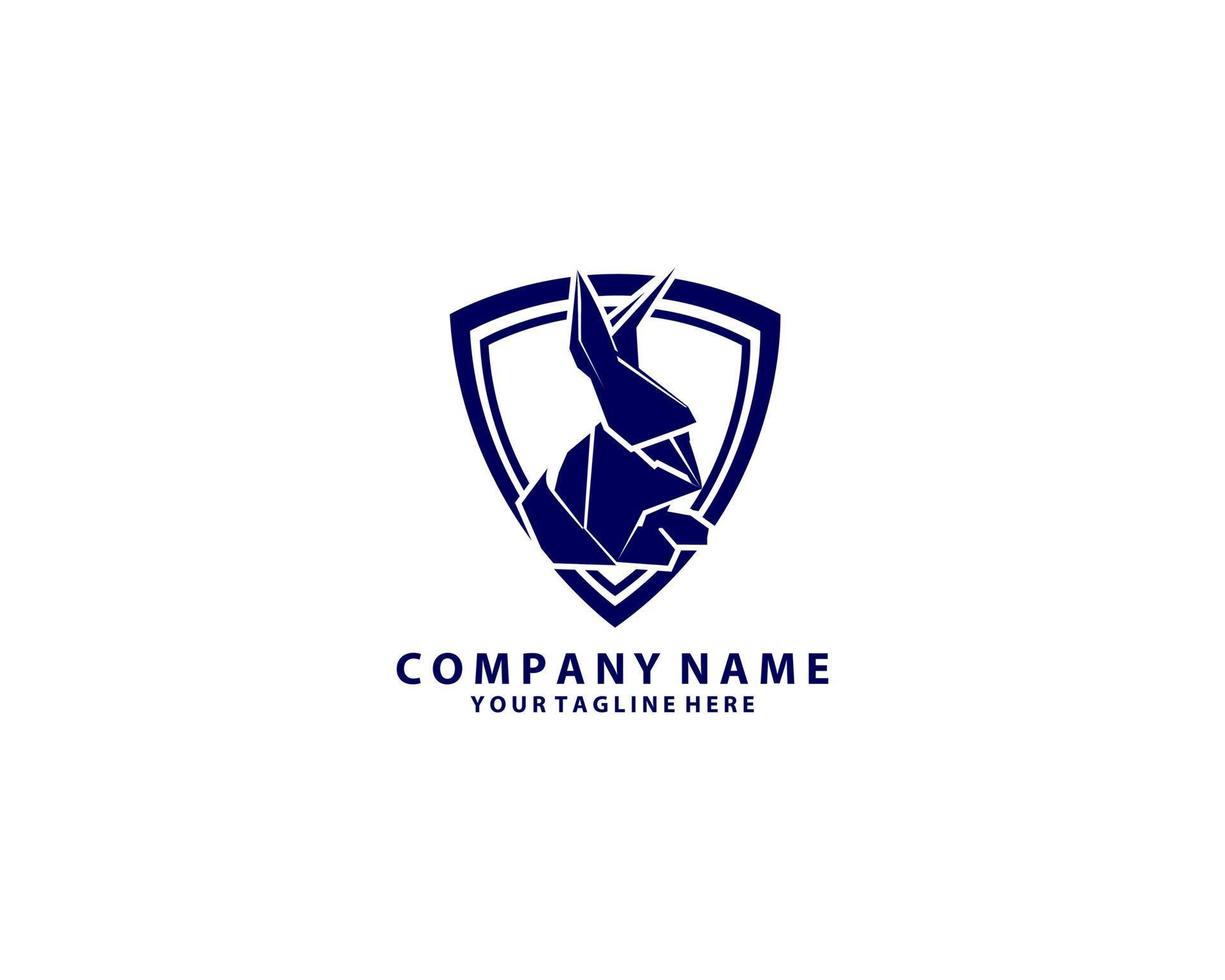Minimal rabbit emblem template for business. Abstract rabbit head with grid lines. Vector illustration.