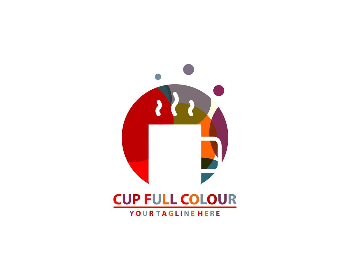 Colorful cup cafe logo design template vector