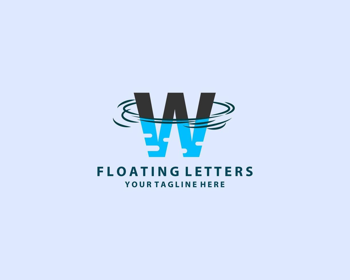 Initial letter W inside water drop, creative logo concept with simple flat style, blue color on white background vector