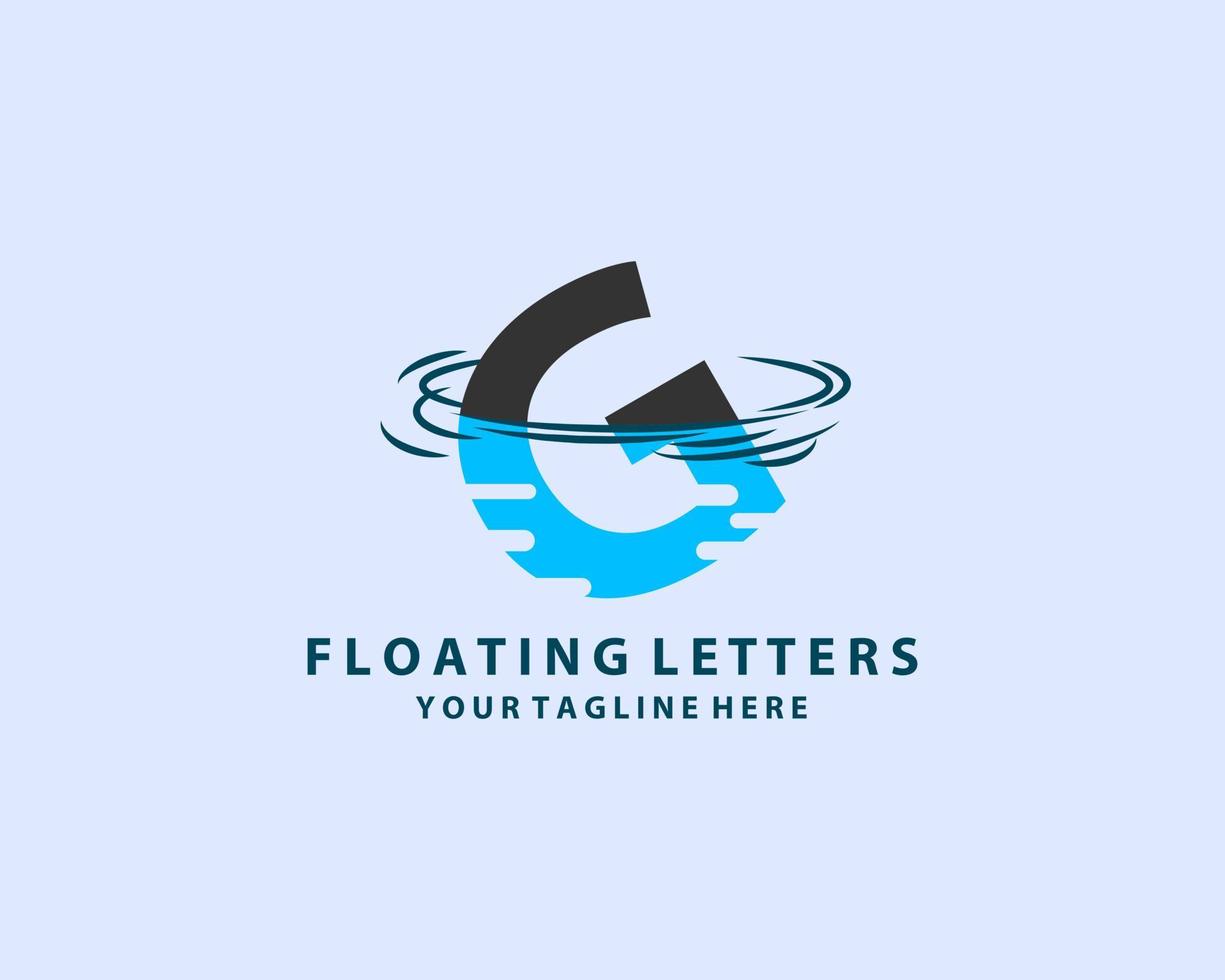 diseño inicial del logotipo de la letra g con reflejo de gotas de ondas de salpicaduras de agua. vector