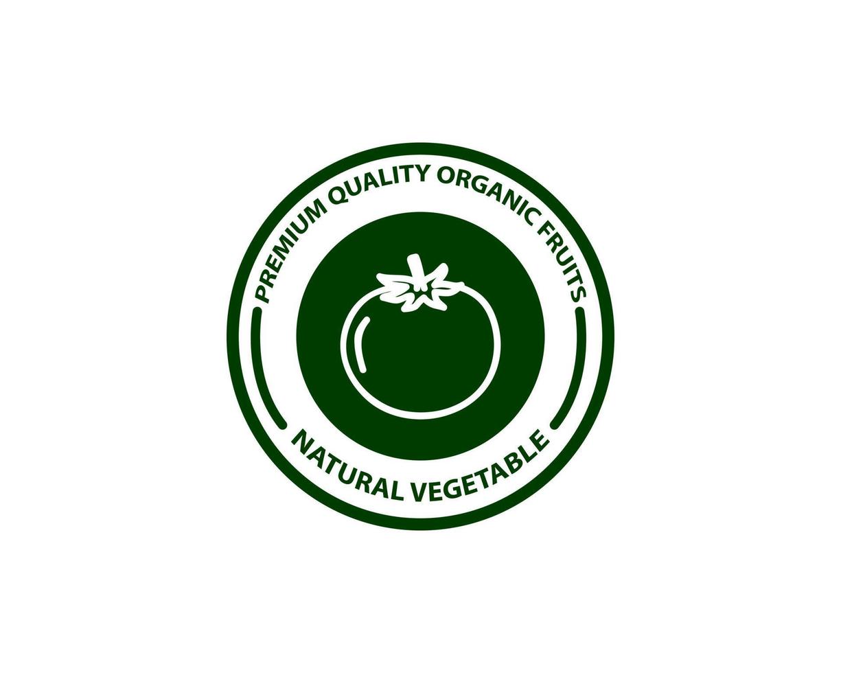 Tomato badge label for markets and menu. Vector Illustration..