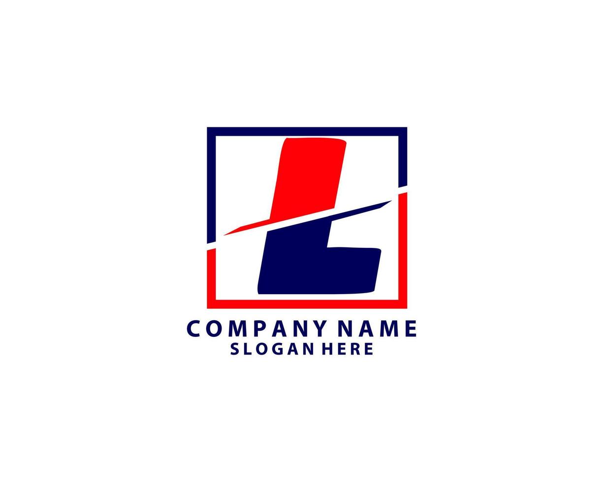 símbolo de logotipo de color azul y rojo tipo de corte digital letra l como imagen de píxel forma de ilustración de idea de diseño de logotipo de negocio inicial para empresa moderna premium vector