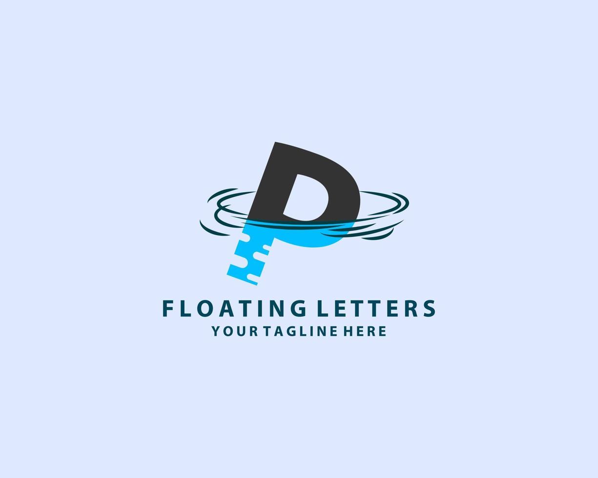 Wave Logo On Letter P Template. Wave On P Letter, Initial Wave Sign Concept vector