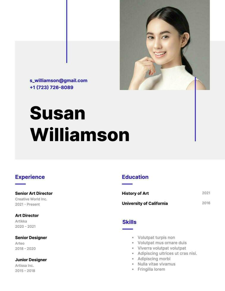 White and Blue Resume Template