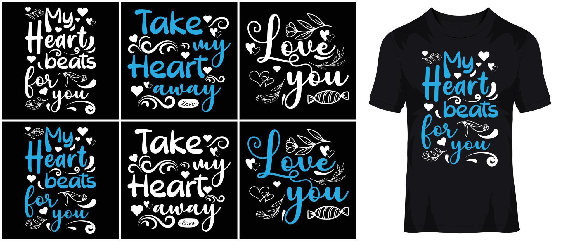 Valentines typography floral beautiful slogan bundle t-shirt design vector EPS