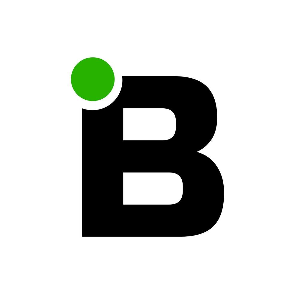 Bold B monogram with green dot. B initial letter monogram. vector