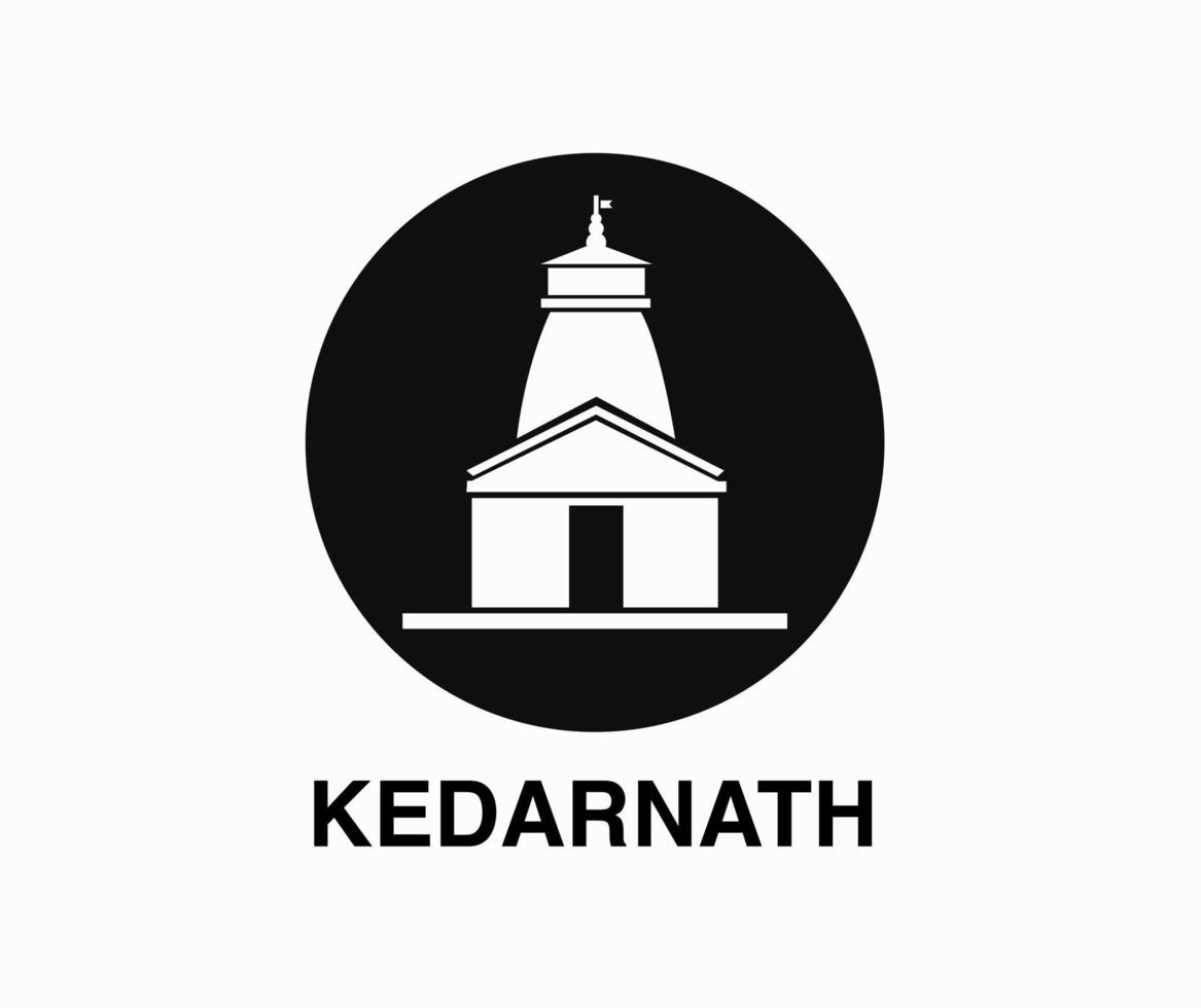 lord Kedarnath temple icon with name. Its a holy place in hidu religion. vector