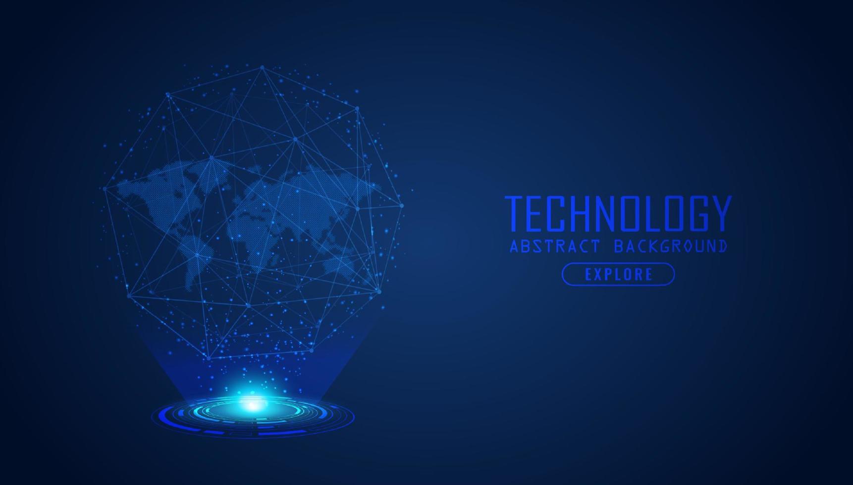 Modern World Map Holograph on Technology Background vector