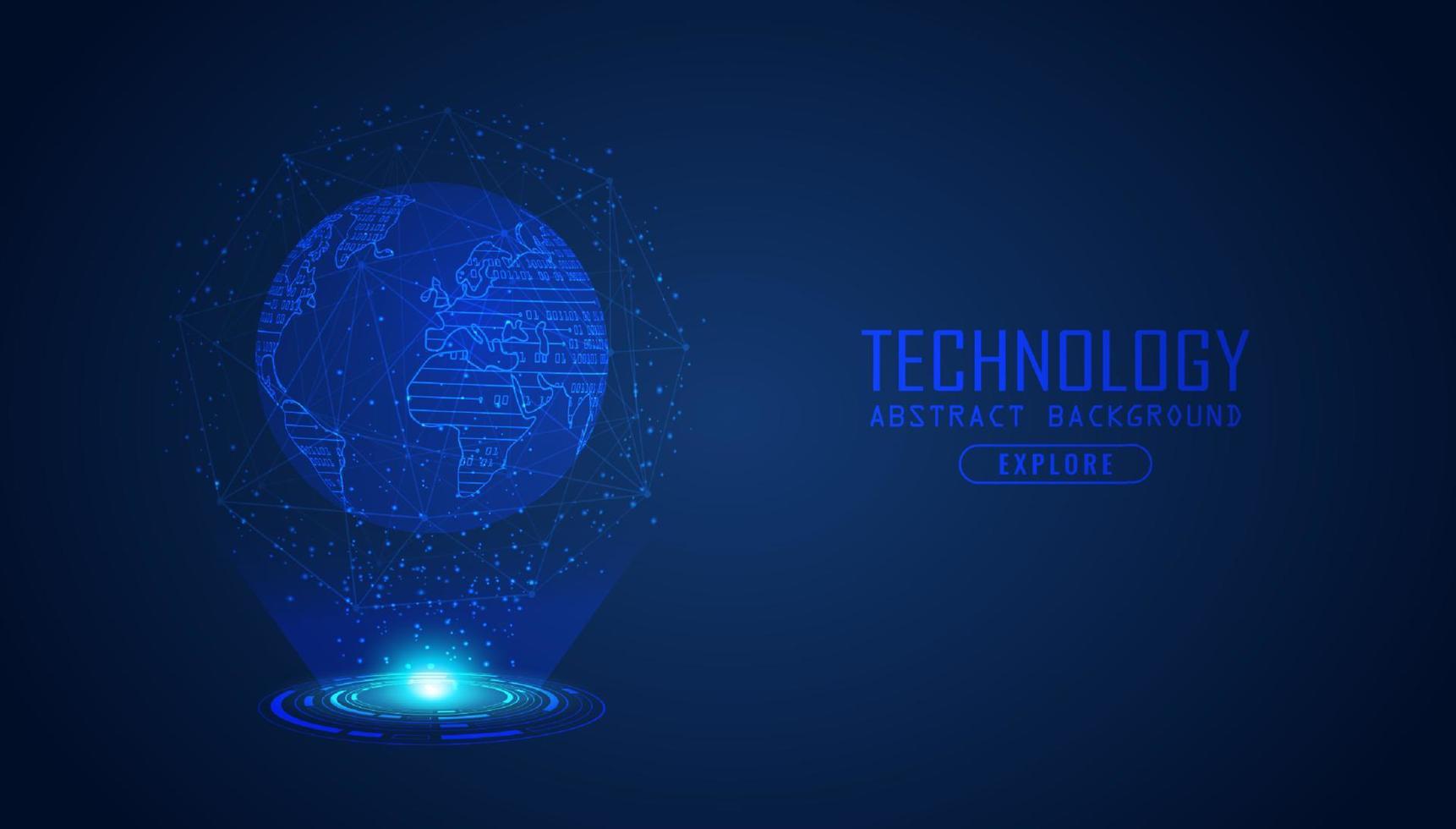 holograma de mapa del mundo moderno sobre fondo de tecnología vector