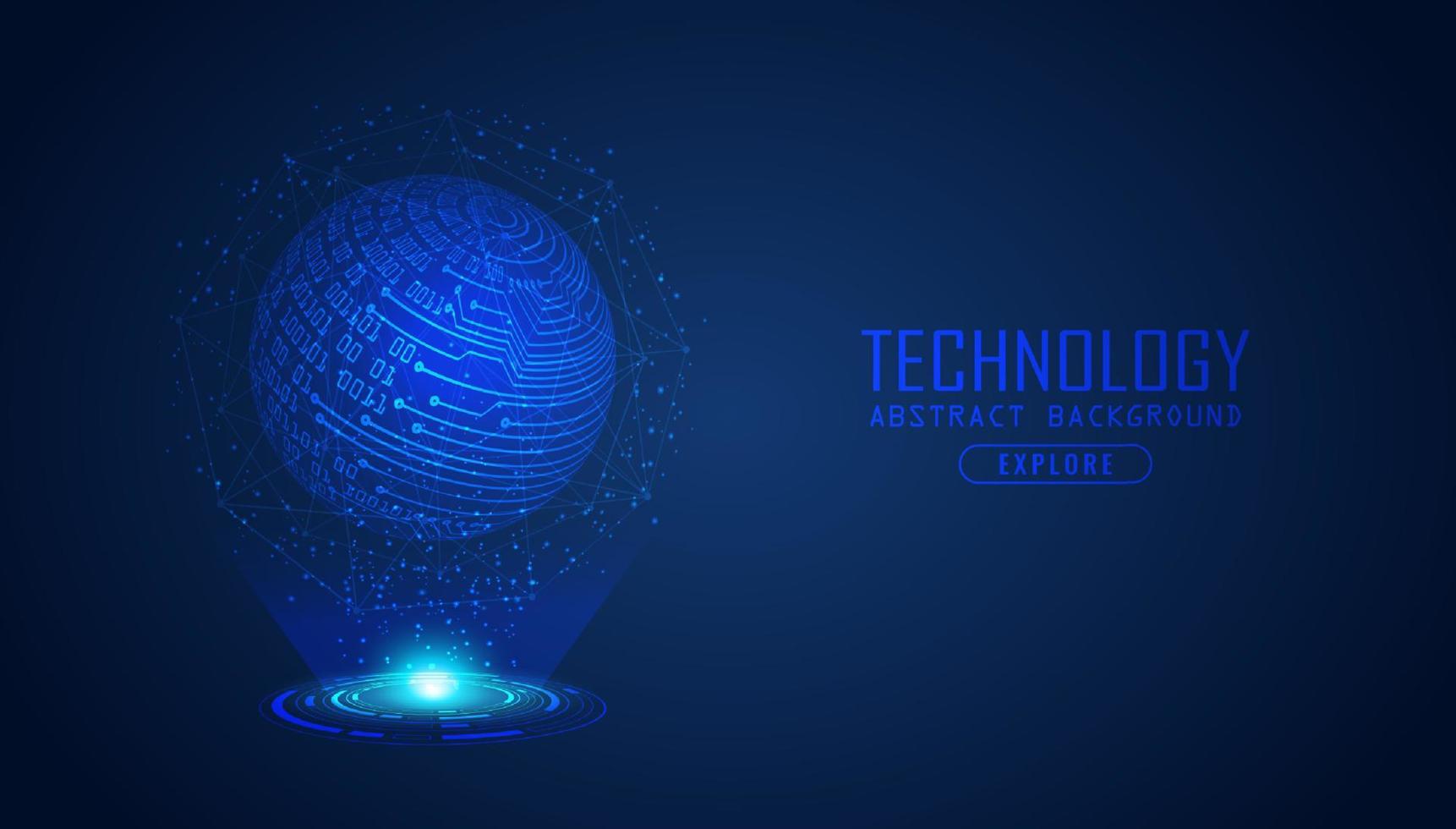 Modern World Map Holograph on Technology Background vector