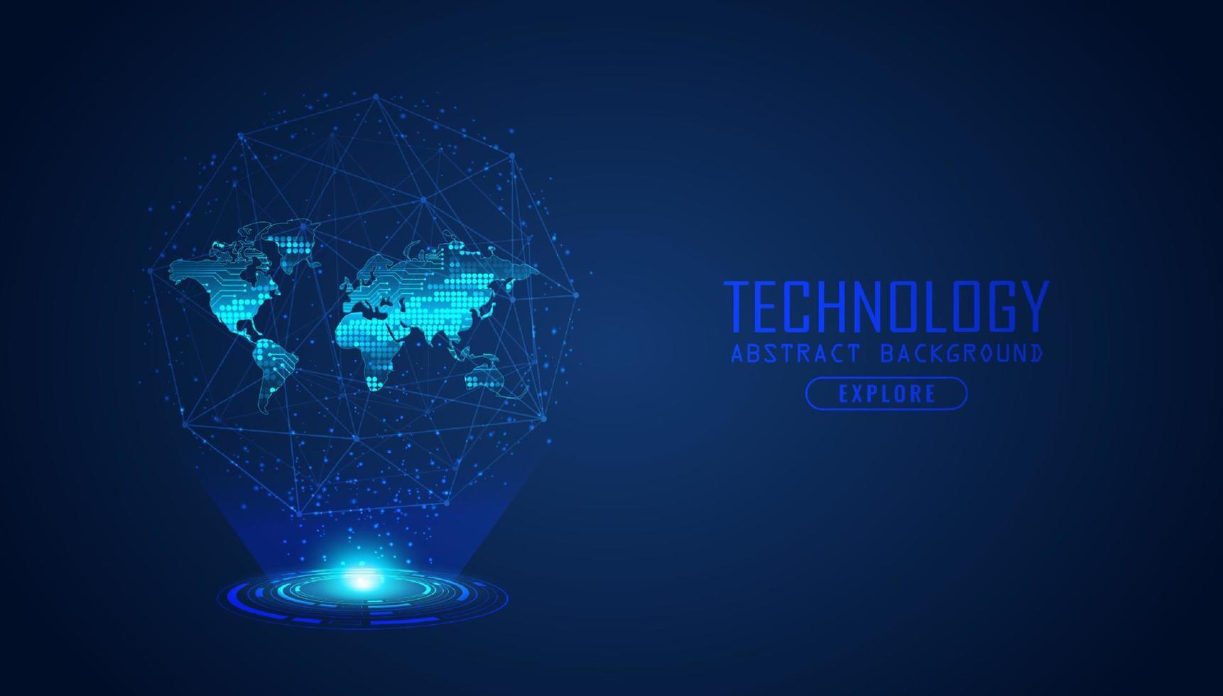 holograma de mapa del mundo moderno sobre fondo de tecnología vector