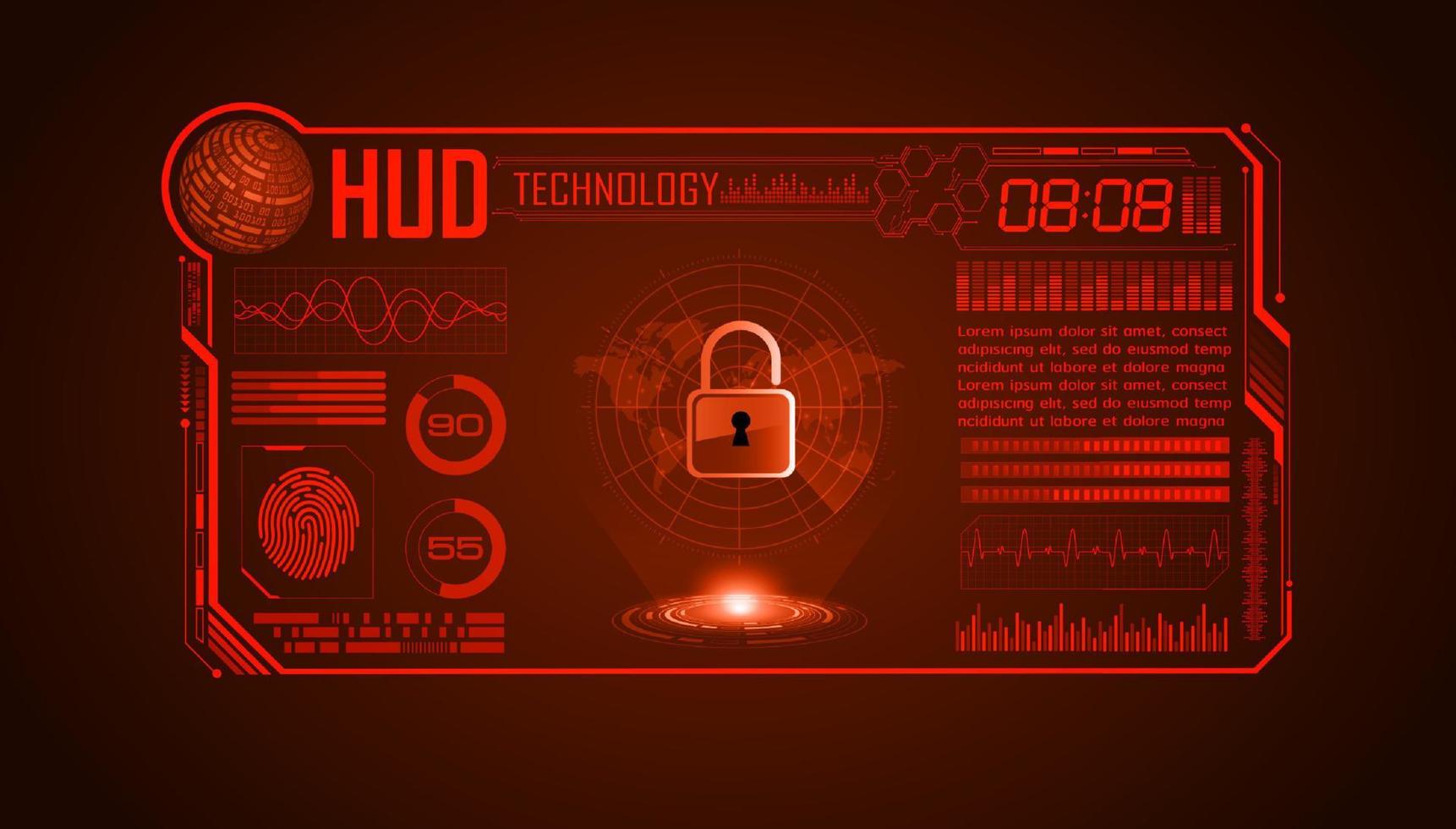 Modern HUD Technology Screen Background with padlock vector