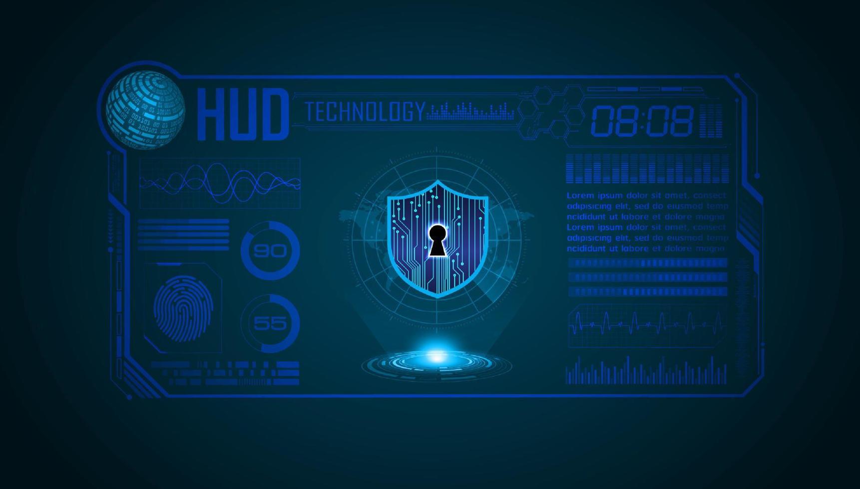 Modern HUD Technology Screen Background with lock vector