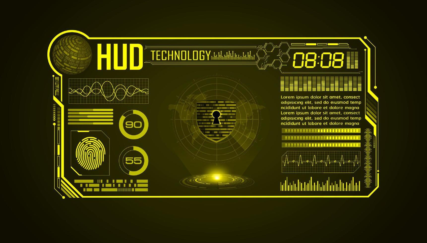 fondo de pantalla de tecnología hud moderna con candado vector