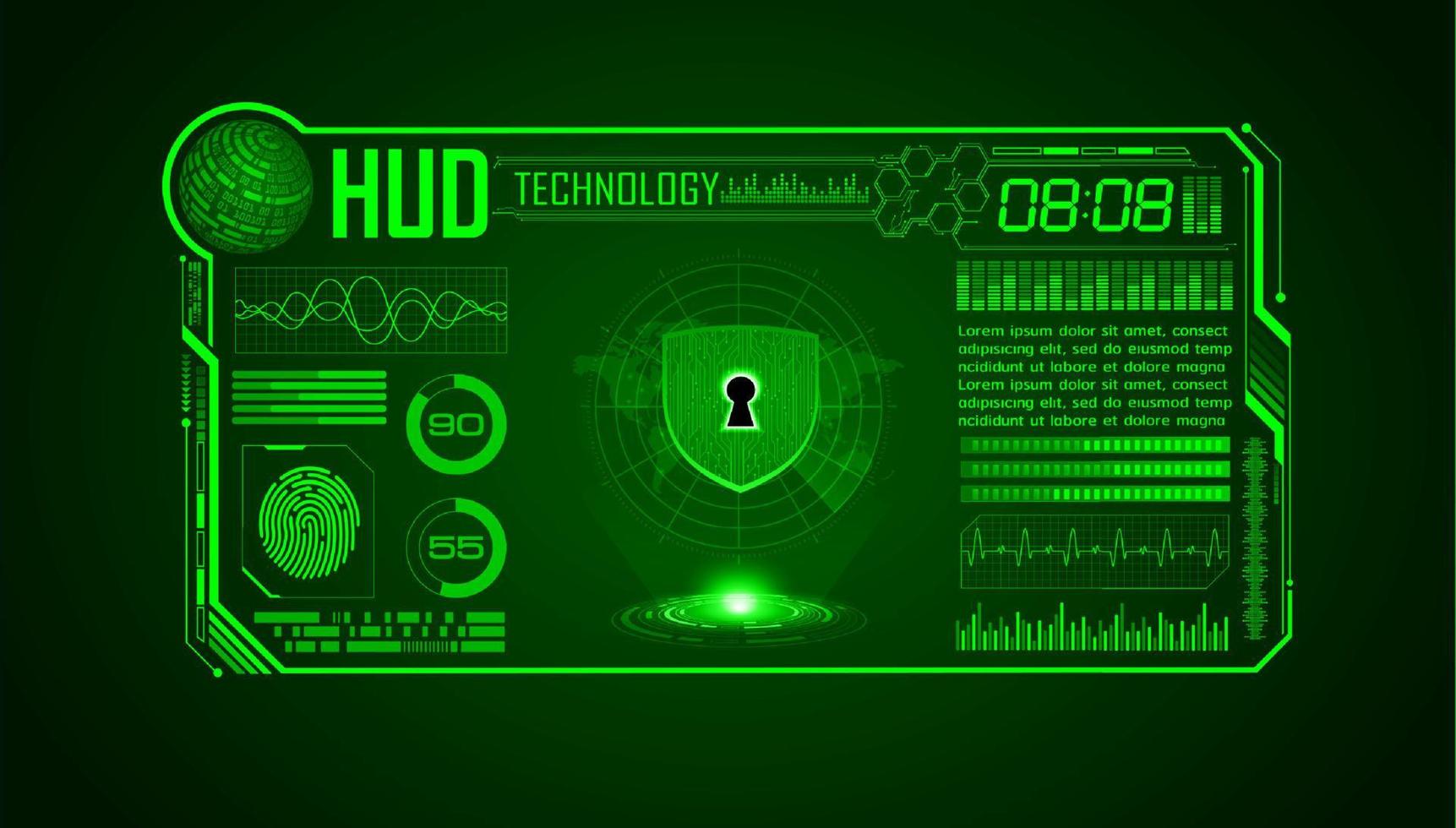 Modern HUD Technology Screen Background with padlock vector