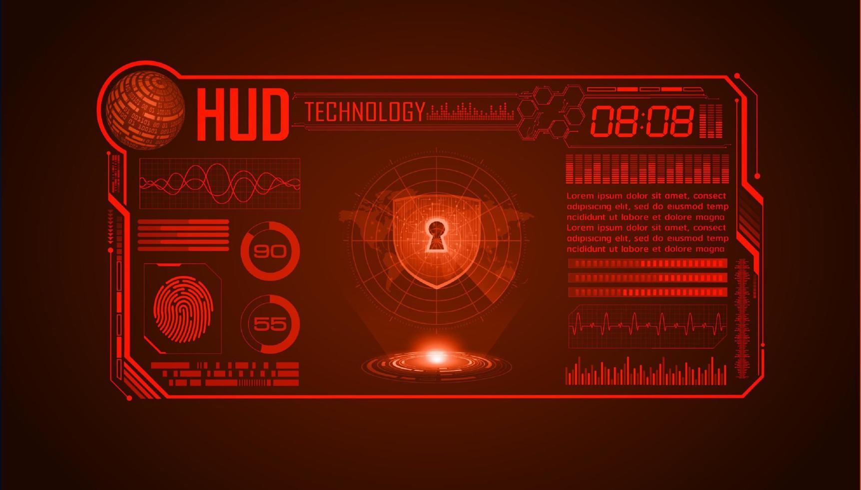 fondo de pantalla de tecnología hud moderna con candado vector